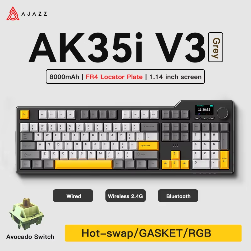 Keyboard Gaming Blue Switch - Ajazz AK35I V3/V4 MAX Tri-mode Wired