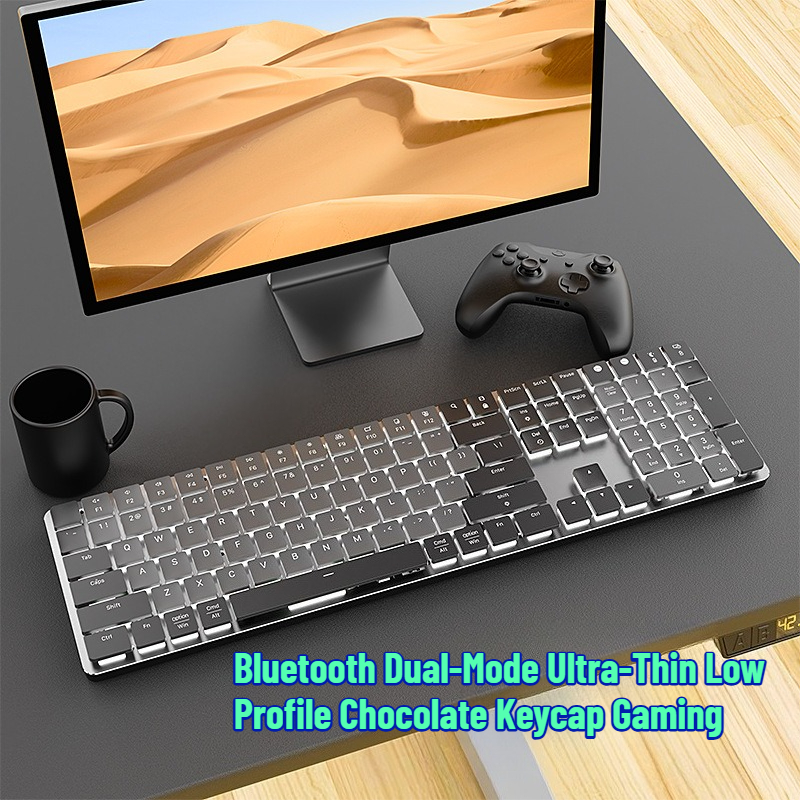 Keyboard Gaming Blue Switch - Bluetooth Dual-Mode Ultra-Thin Low Profile Chocolate