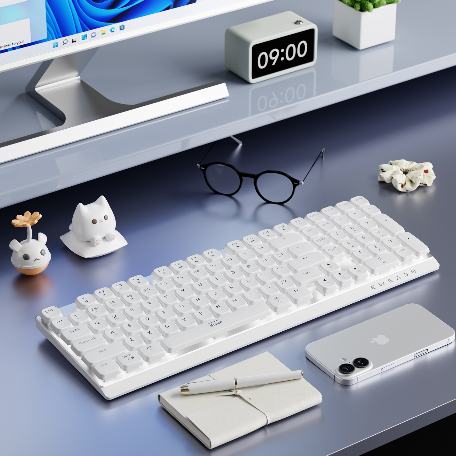 Gaming Keyboard Brand - EWEADN Wireless Low-Profile Mechanical Gaming Keyboard,