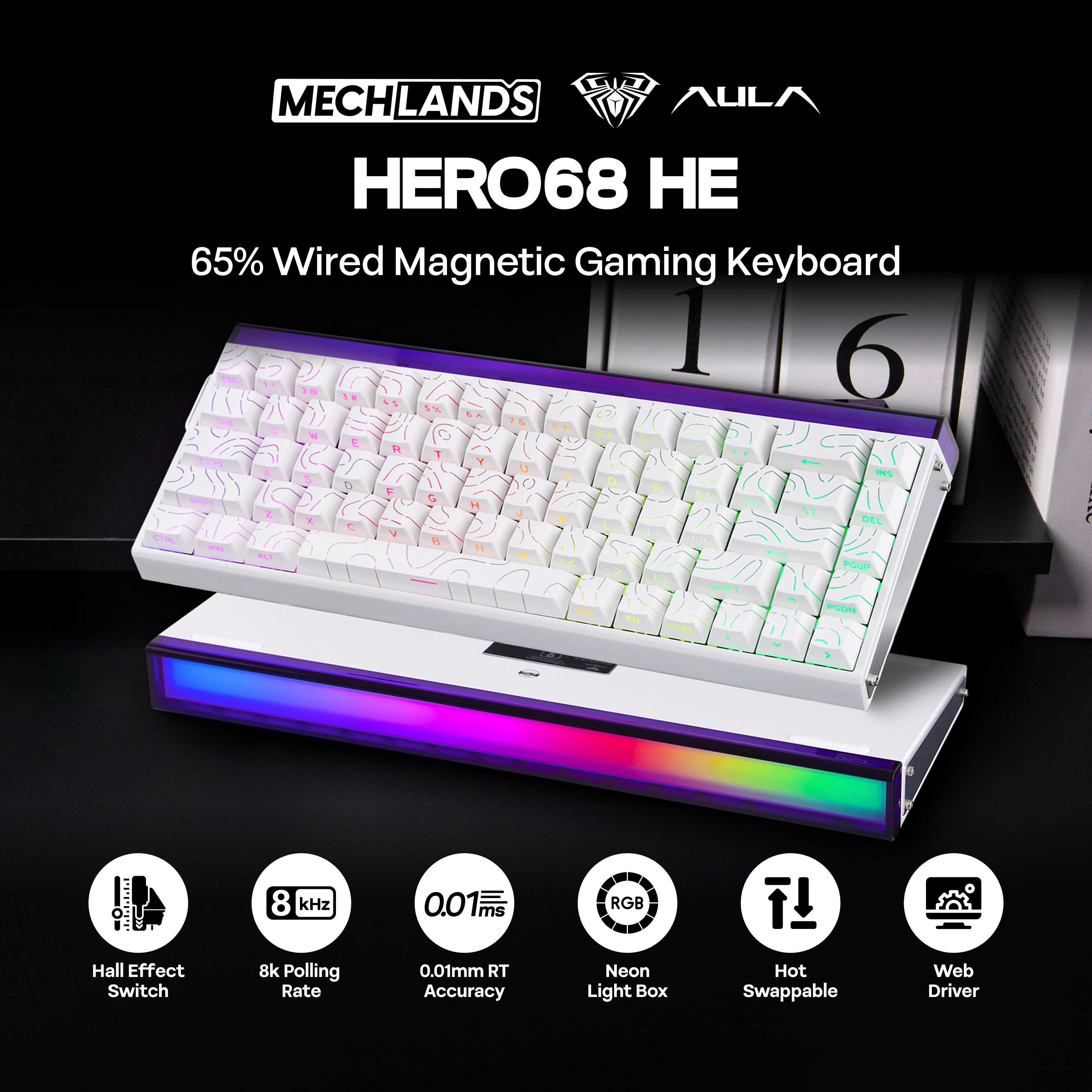 AULA Hero68 HE 65% ANSI US Lay - Gaming Keyboard Hall Effect Switches 评论和价格