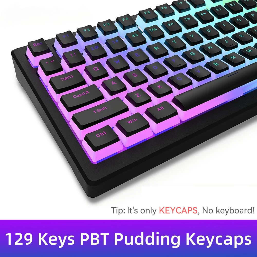 New Pudding PBT Keycaps 129 Ke - Keyboard Gaming Blue Switch 评论和价格