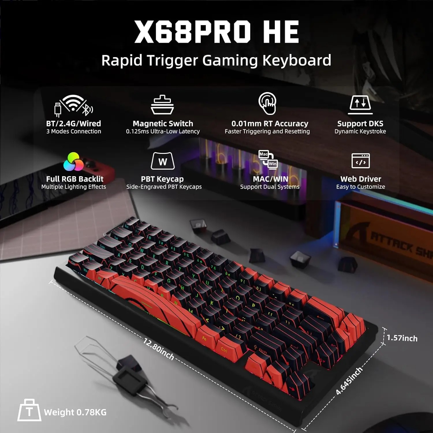 ATTACK SHARK X68 PRO HE Wirele - Gaming Keyboard Brand 评论和价格