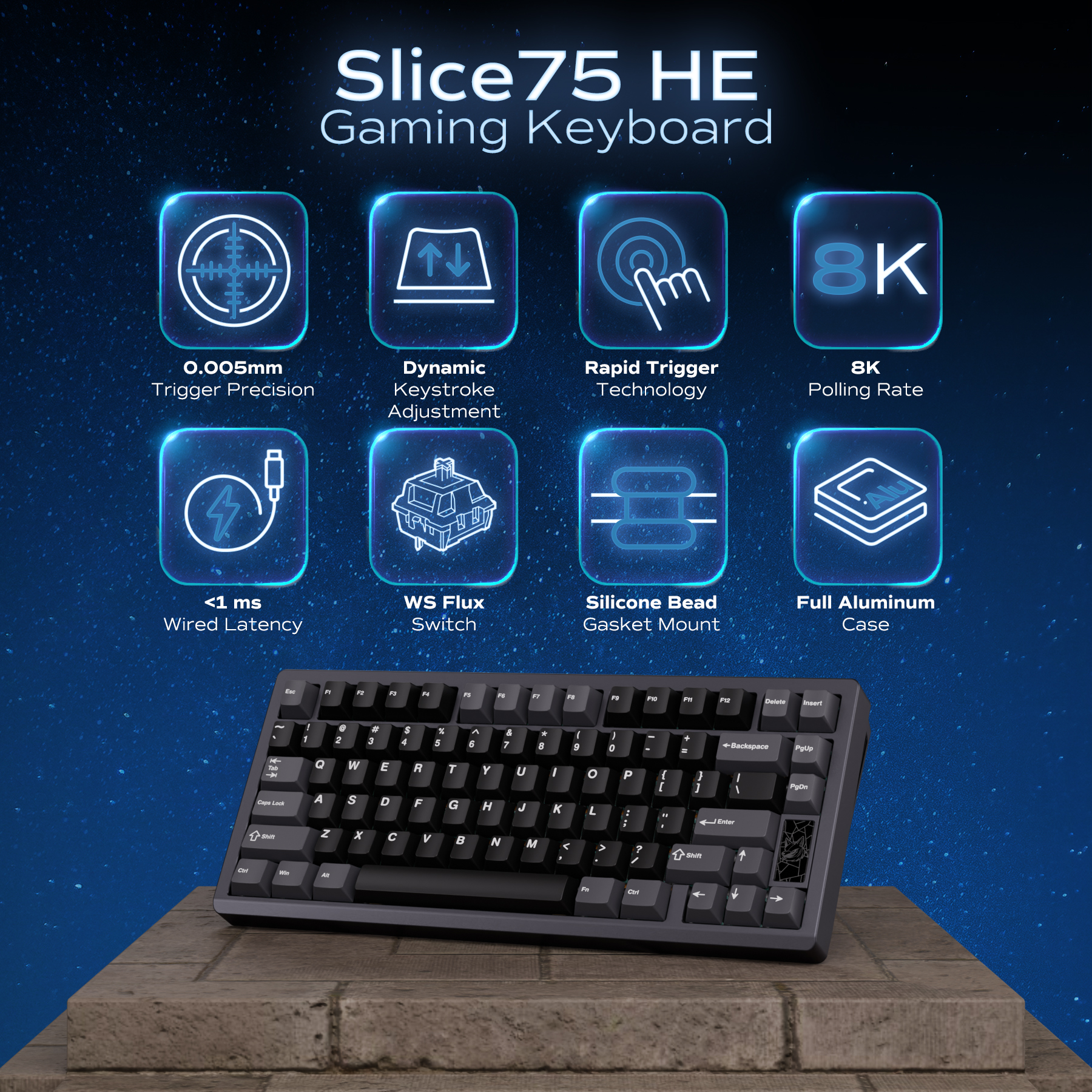 Chilkey Slice75 HE Gaming Keyb - Gaming Keyboard Hall Effect Switches 评论和价格