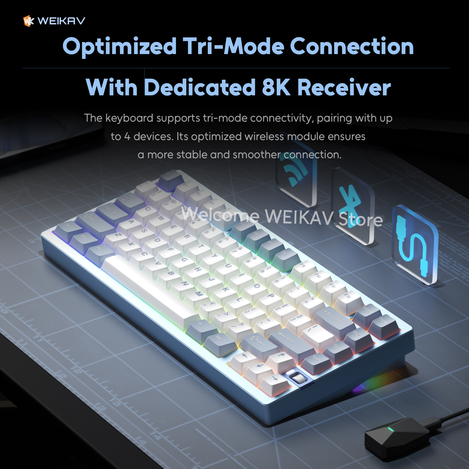 WEIKAV NUT75 220 Grit Aluminum - Gaming Keyboard Extension 评论和价格
