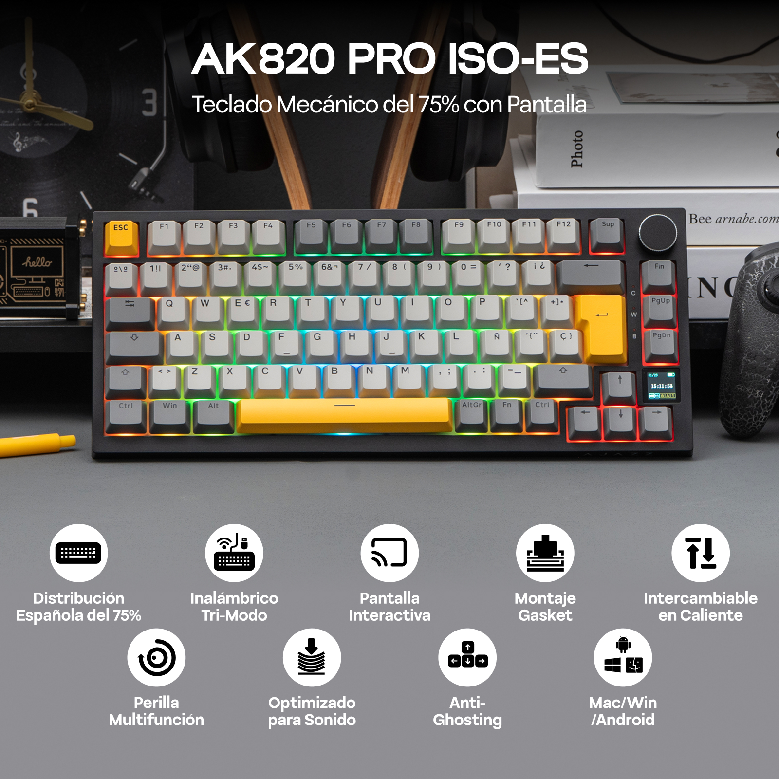 ISO-ES Layout EPOMAKER X AJAZZ - Keyboard Gaming Blue Switch 评论和价格