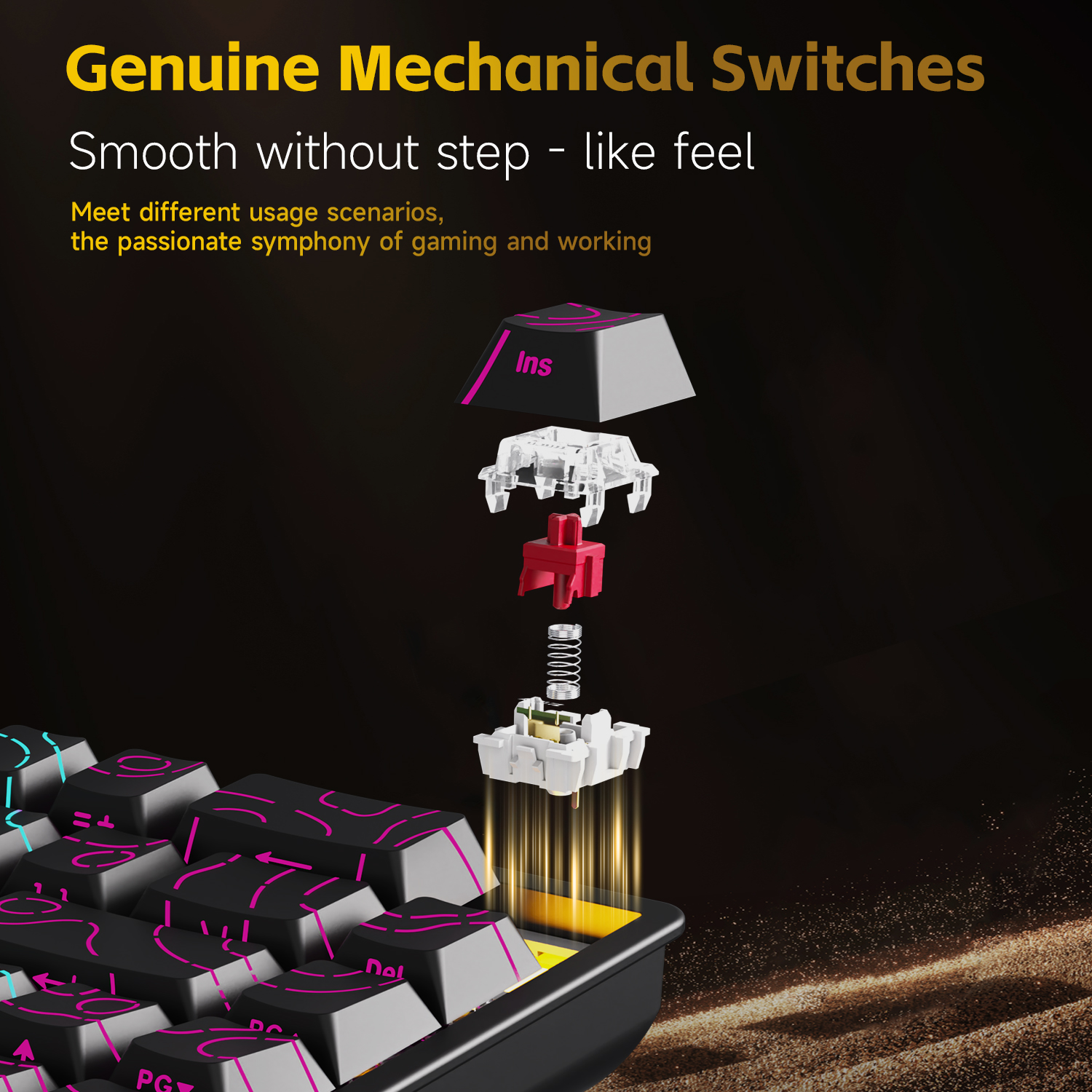 AJAZZ NK68V2 Single-Mode Wired - Keyboard Gaming Blue Switch 评论和价格