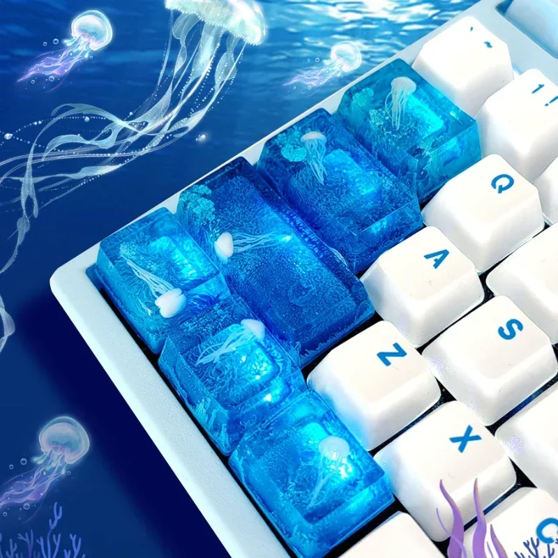 Custom Blue Ocean Jellyfish Ke - Gaming Keyboard Blue 评论和价格