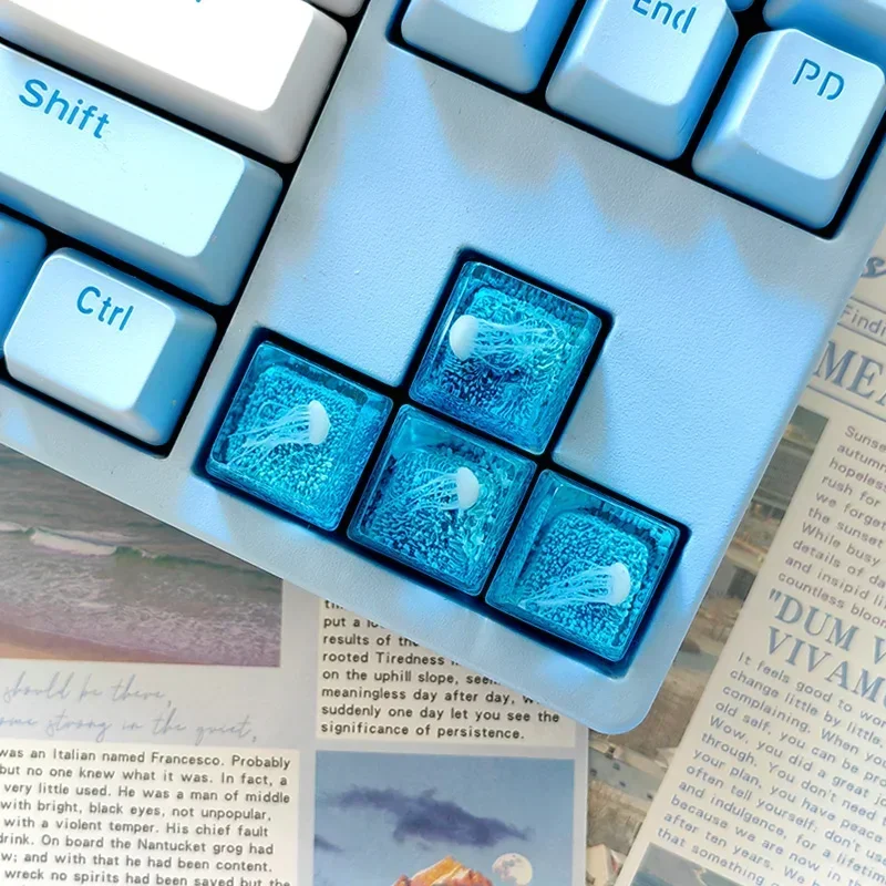 Custom Blue Ocean Jellyfish Ke - Gaming Keyboard Blue 评论和价格