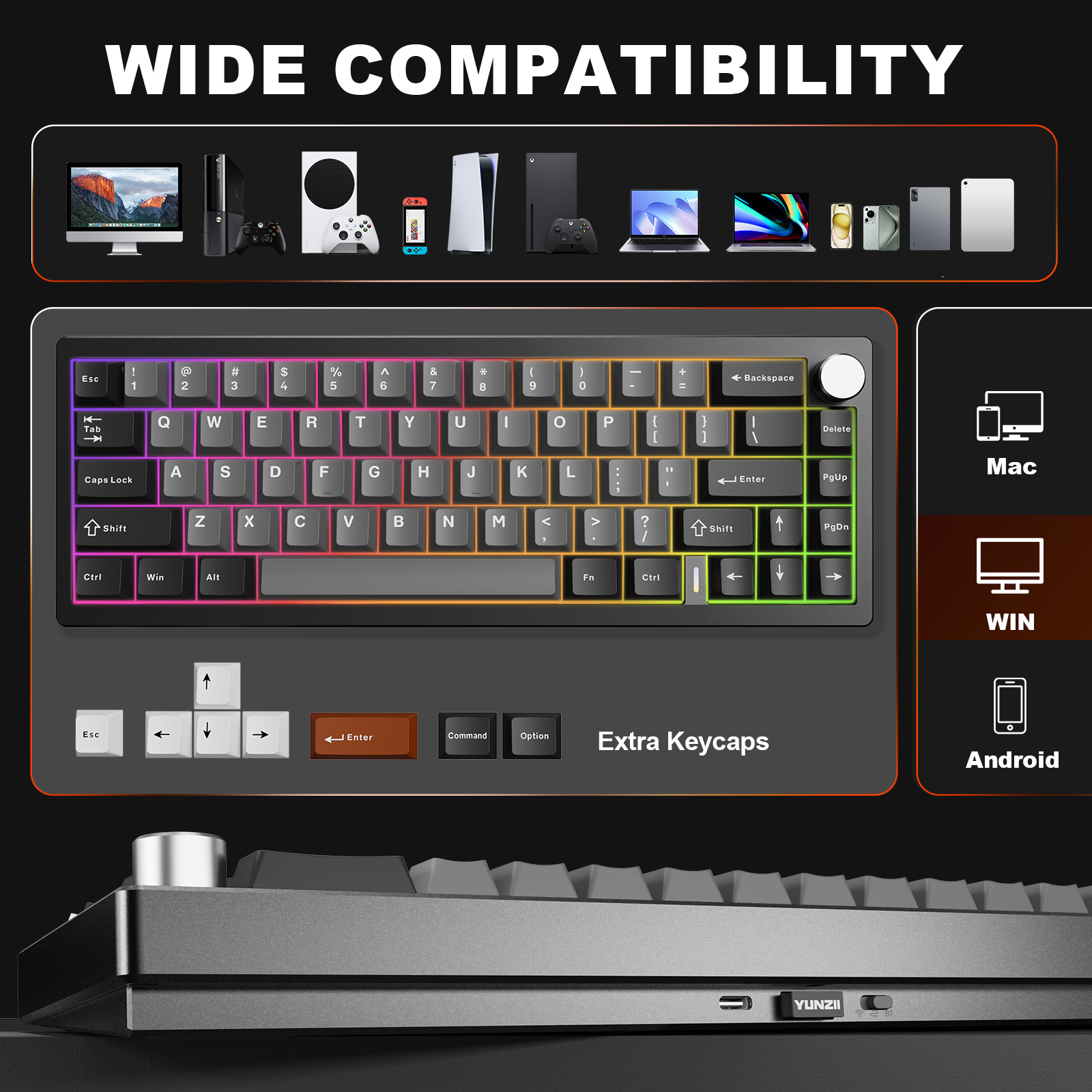 YUNZII AL68 Black QMK/VIA Mech - Gaming Keyboard Brand 评论和价格
