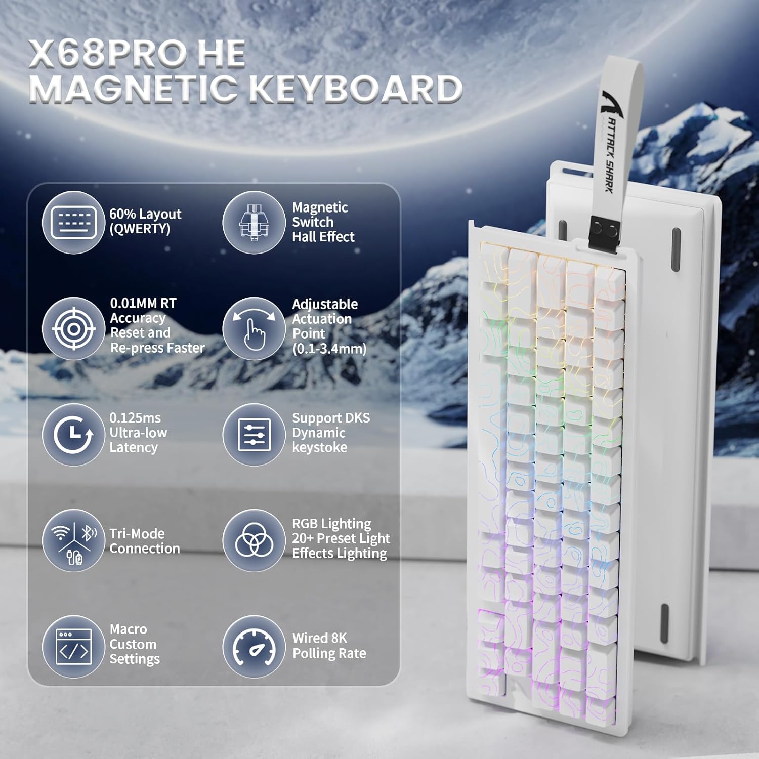 ATTACK SHARK X68PRO HE RGB Rap - Gaming Keyboard Brand 评论和价格