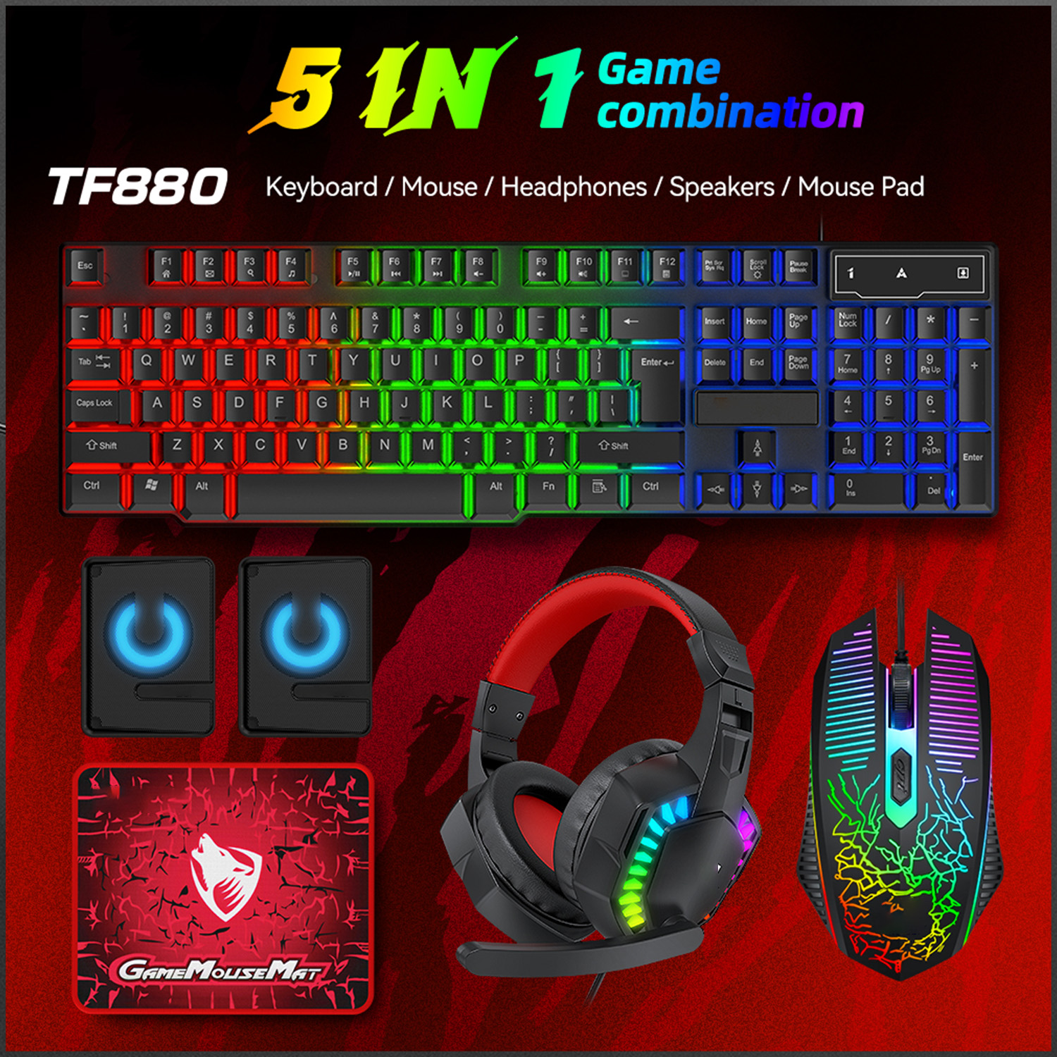 5-in-1 Set Gaming Combo Keyboa - Gaming Keyboard And Mouse Combo 评论和价格