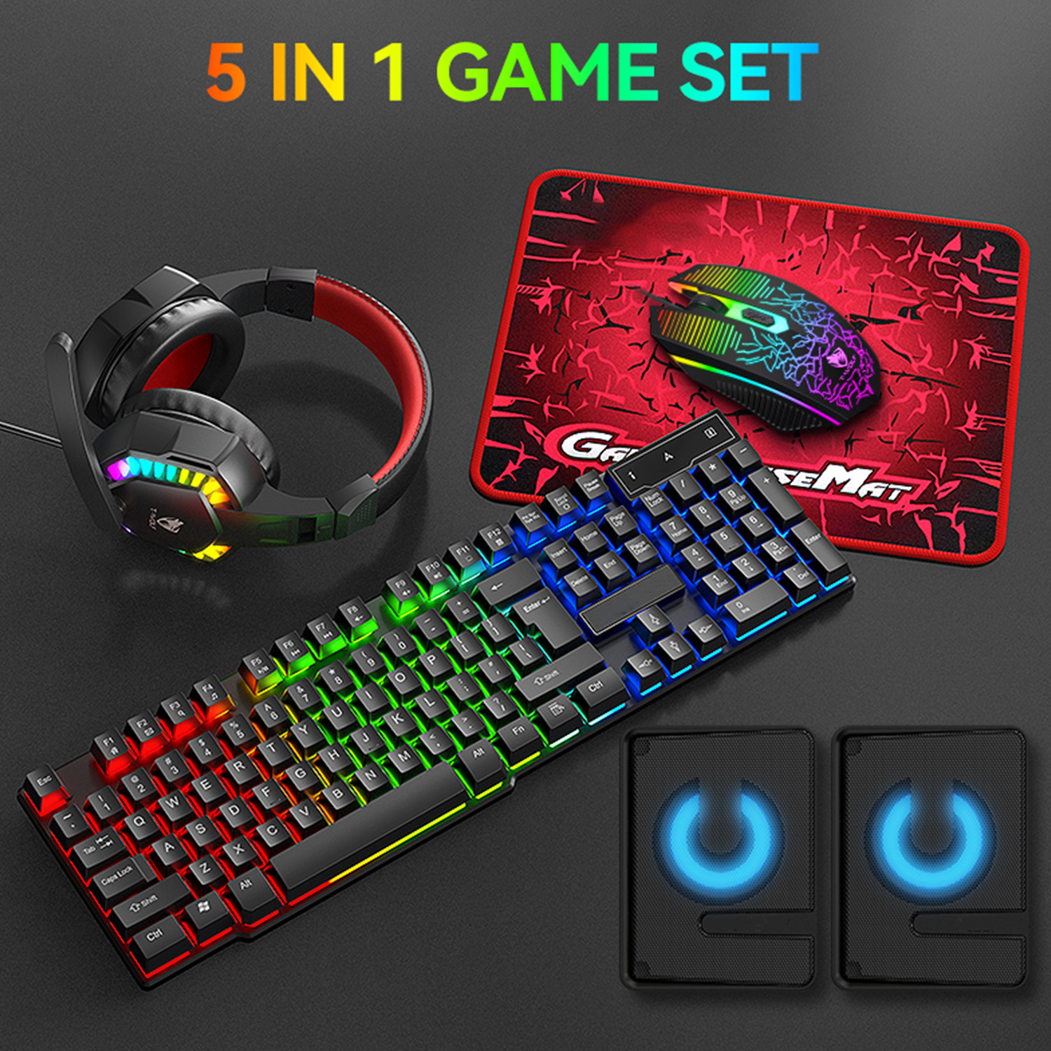 5-in-1 Set Gaming Combo Keyboa - Gaming Keyboard And Mouse Combo 评论和价格