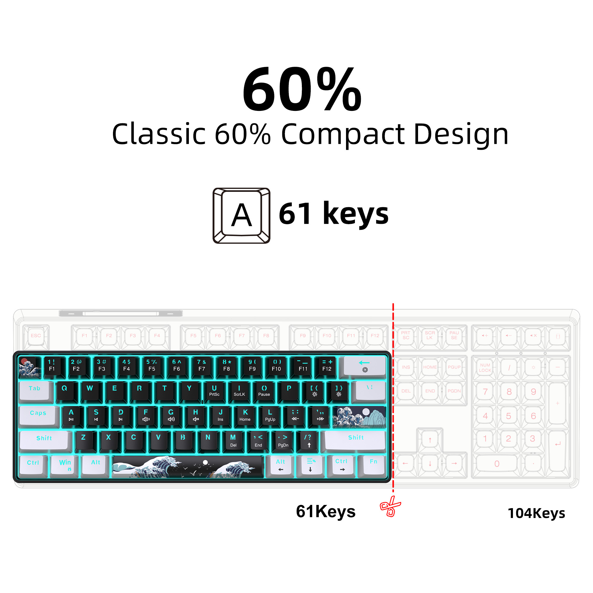 60% Mechanical Keyboard, Gamin - Keyboard Gaming Blue Switch 评论和价格