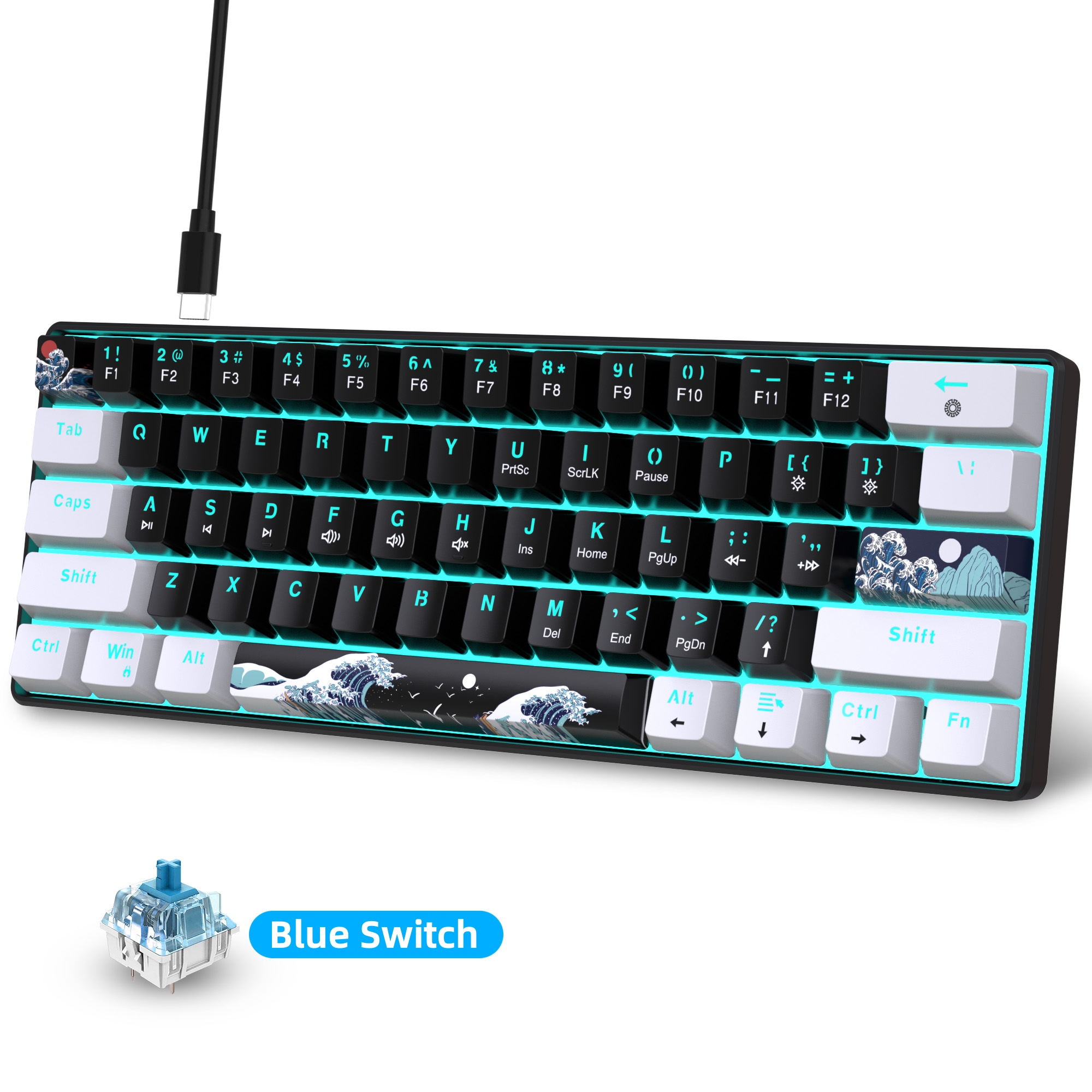 60% Mechanical Keyboard, Gamin - Keyboard Gaming Blue Switch 评论和价格