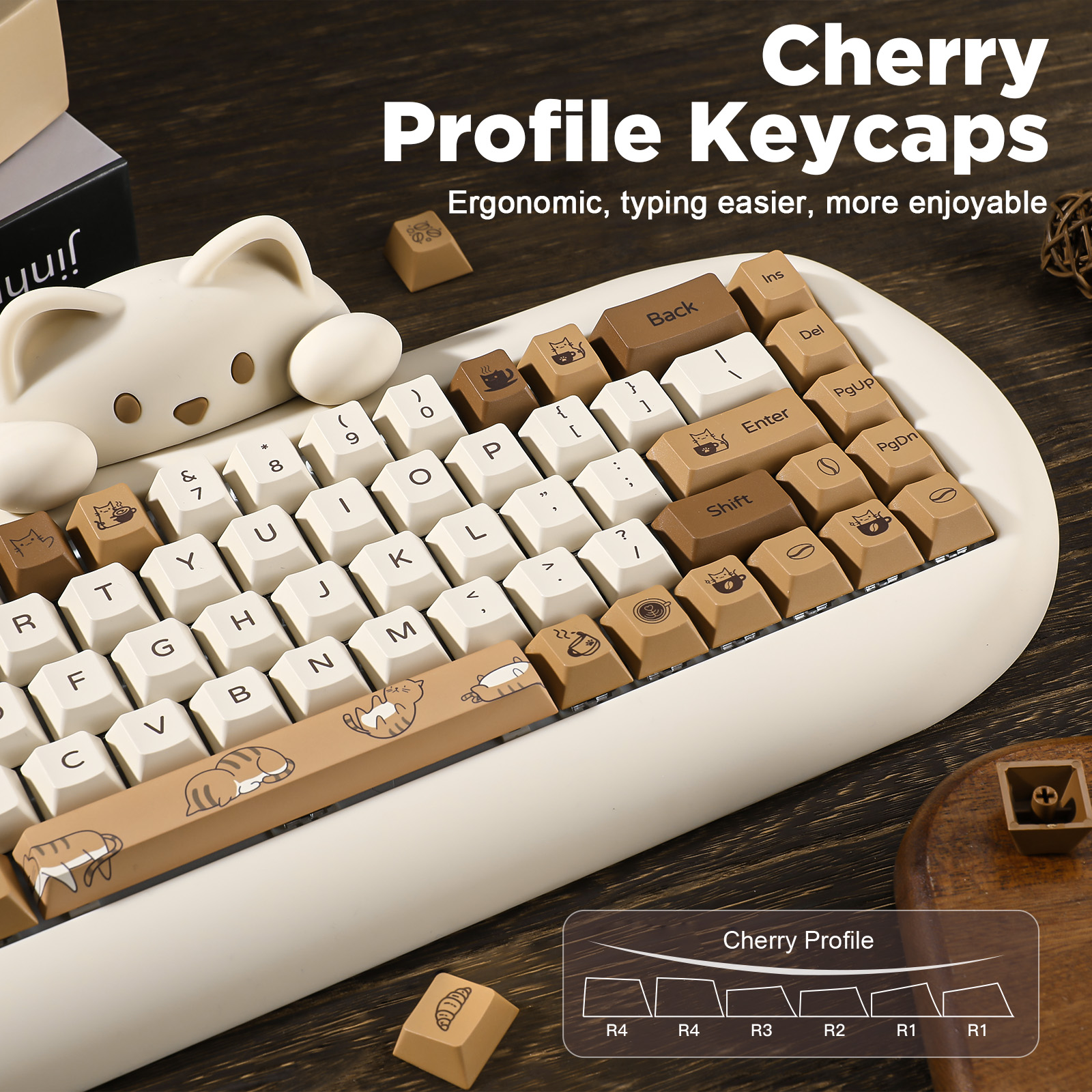 YUNZII Coffee Cat PBT Keycaps, - Gaming Keyboard Extension 评论和价格